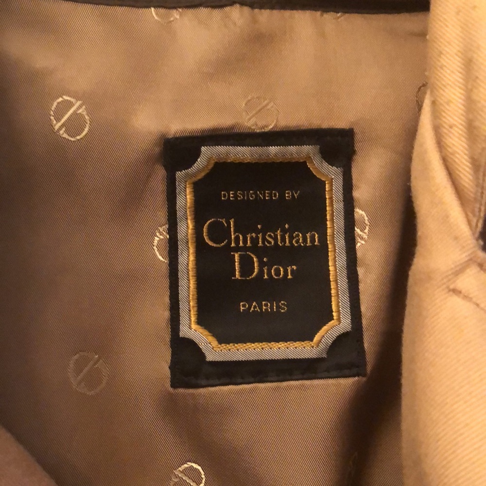 Vintage Dior tan trench coat wool inside